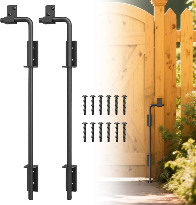 URDOGSL Store 36" Heavy Duty Cane Bolts for Gates with Upgraded Square Hardware Gate Drop Rod with Black Finish for Wood PVC Vinyl Fences Gates, Double Doors-2 Pack - Image 1